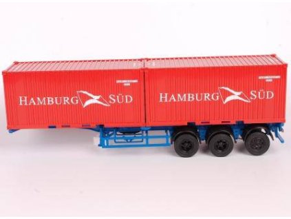 MAZ-938920 1:43 návěs kontejner  Hamburg Sud - Avtoistoria časopis s modelem  Návěs MAZ - 938920 kontejner - model