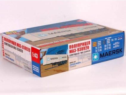 MAZ-938920 návěs kontejner Maersk - 1:43 časopis AutoModels s montážní sadou AVD  Návěs MAZ 938920 kontejner Maersk - stavebnice AVD