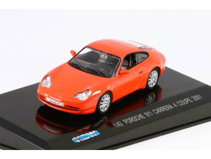 Porsche 911 Carrera 4 Coupe 2001 červená 1:43 - časopis s modelem  Porsche 911 - kovový model