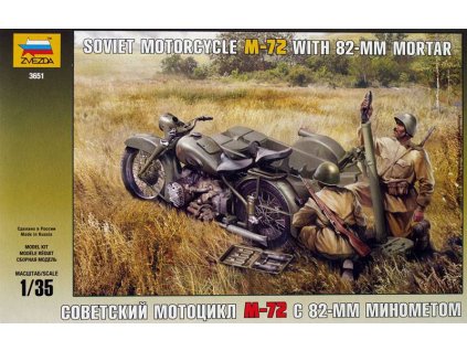 Motorka M-72 1:35  Zvezda - stavebnice  Motorka M-72 - modelKIT