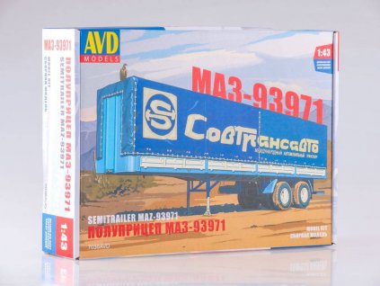 MAZ-93971 návěs - 1:43 časopis AutoModels s montážní sadou AVD KIT  Návěs MAZ 93971 - stavebnice AVD