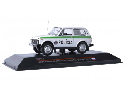 Lada Niva (VAZ 2121) Slovak Republik Police - 1993 1:43 - IST časopis s modelem  LADA NIVA VAZ-2121 1993 - kovový model auta