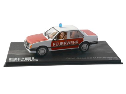 Opel Ascona C Feuerwehr 1982 1:43 časopis s modelem  Opel Ascona - kovový model auta