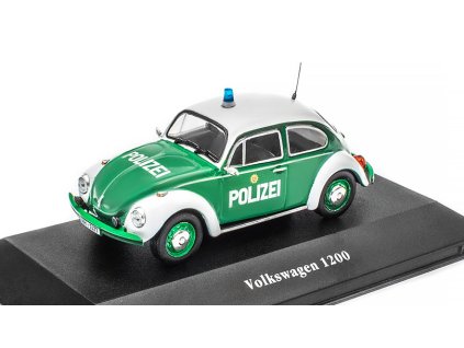 Volkswagen 1200 Beetle KAFER Policie 1977 1:43 - Atlas časopis s modelem  VW Beetle Brouk Police - kovový model auta