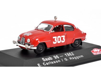 Saab 96 #303 Rallye Monte-Carlo 1962 1:43 - Atlas časopis s modelem  Saab 96 1962 N.303 Rally Monte Carlo E. Carlsson / G. Haggom - kovový model auta 1/43