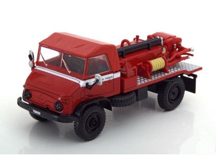 Mercedes-Benz Unimog 404 Hasiči 1:43 časopis s modelem  Mercedes-Benz Unimog 404 Firetruck Italy - kovový model auta