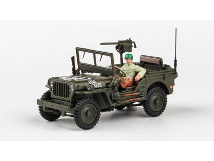 Jeep Willys - 1/4 Ton Military Vehicle With Gun US Version 2 1:43 - Cararama  Jeep Willys CJ-5 1/4 ton US Army With Gun - kovový model auta