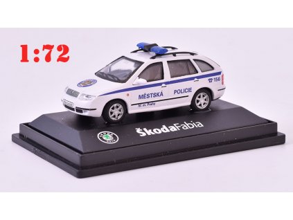 Škoda Fabia Městská Policie Praha 1:72 - Abrex BAZAROVÝ  Škoda Fabia Městská Policie - kovový model auta