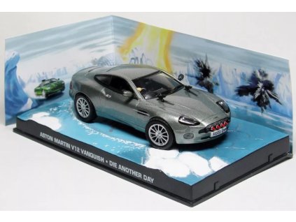 Aston Martin V12 Vanquish James Bond 007 model s figurkou 1:43 časopis s modelem  Aston Martin V12 Vanquish - kovový model auta
