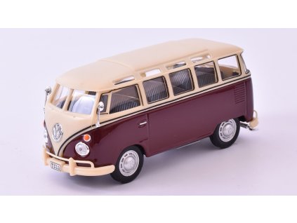 Volkswagen T1 Samba Minibus 1962 červená krémová 1:43 - Cararama  VW T1 Samba - kovový model