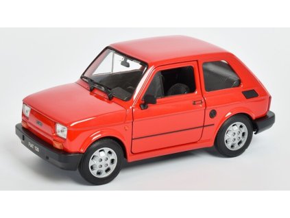 Fiat 126 červená 1:21 - Welly  Fiat-126 Welly - kovový model auta