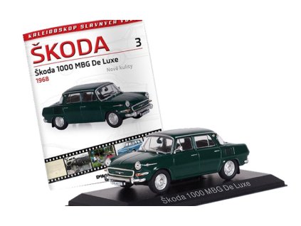 Škoda 1000 MBG De Luxe 1:43 - Kaleidoskop slavných vozů časopis s modelem #3  Škoda 1000MBG DeAgostini - kovový model auta