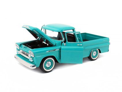 Chevrolet Apache Fleetside PickUp 1958 modrá 1:24 - MOTORMAX  Chevrolet Apache Pick-Up - kovový model