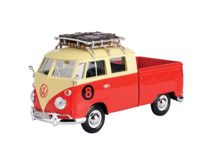 Volkswagen T1 DoKa with roof rack 1:24 - MOTORMAX  VW T1 DoKa with roof rack - kovový model auta