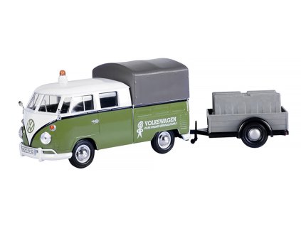 Volkswagen T1 Double Cabin Road service with trailer 1:24 - MOTORMAX  VW T1 Double-Cabin Silniční servis s přívěsem - kovový model auta