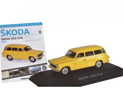 Škoda 1202 STW 1964 1:43 - Kaleidoskop slavných vozů časopis s modelem #8  Škoda 1202 STW - kovový model