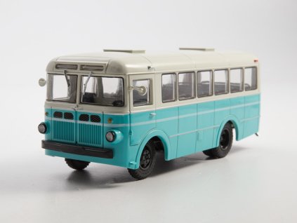 RAF-976 autobus 1:43 - MODIMIO Naše autobusy časopis s modelem #22  RAF 976 - kovový model autobusu