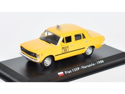 Fiat 125p 1:43 Warsaw 1980 - Taxíky světa časopis s modelem  Fiat 125 p - kovový model taxi