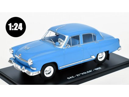 GAZ-M21 Volga - 1959 1:24 - časopis Nezapomenutelné auta #5 s modelem  GAZ-21 Volga - kovový model auta