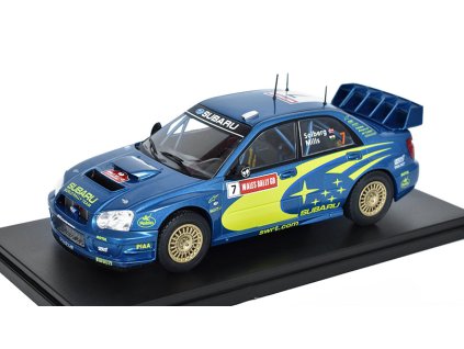 Subaru Impreza S9 WRC #7 Wales Rally GB 2003 1:24 - Hachette časopis s modelem  Subaru Impreza S9 WRC Solberg-Mills N7 Wales Rallye GB 2003 - kovový model auta