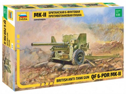 Britská protitanková zbraň Mk-II (QF 6-PDR) 1:35 Zvezda - stavebnice  Mk II britská protitanková zbraň - ModelKIT