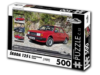 Puzzle č. 32 - Škoda 125 L 1989 pravostranné řízení - 500 dílků  Puzzle č. 32 - Škoda 125 L 1989 pravostranné řízení - 500 dílků