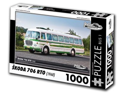 Puzzle bus č. 1 - Škoda 706 RTO 1968 - 1000 dílků  Puzzle bus č. 1 - Škoda 706 RTO 1968 - 1000 dílků