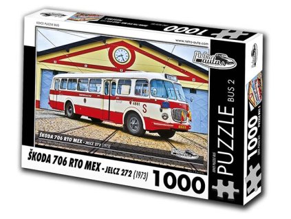 Puzzle bus č. 2 - Škoda 706 RTO MEX - JELCZ 272 1973 - 1000 dílků  Puzzle bus č. 2 - Škoda 706 RTO MEX - JELCZ 272 1973 - 1000 dílků