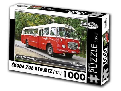 Puzzle bus č. 6 - Škoda 706 RTO MTZ 1970 - 1000 dílků  Puzzle bus č. 6 - Škoda 706 RTO MTZ 1970 - 1000 dílků