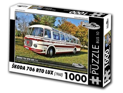 Puzzle bus č. 10 - Škoda 706 RTO LUX 1960 - 1000 dílků  Puzzle bus č. 10 - Škoda 706 RTO LUX 1960 - 1000 dílků