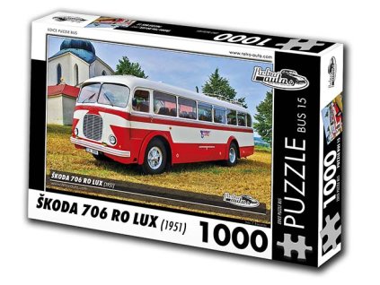 Puzzle bus č. 15 - Škoda 706 RO LUX 1951 - 1000 dílků  Puzzle bus č. 15 - Škoda 706 RO LUX 1951 - 1000 dílků