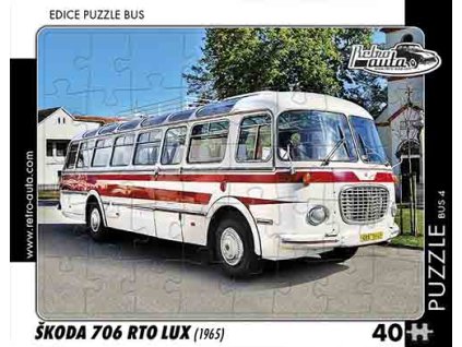 Puzzle bus č. 4 - Škoda 706 RTO LUX 1965 - 40 dílků  Puzzle bus č. 4 - Škoda 706 RTO LUX 1965 - 40 dílků