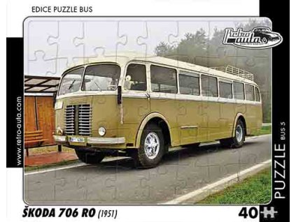 Puzzle bus č. 5 - Škoda 706 RO 1951 - 40 dílků  Puzzle bus č. 5 - Škoda 706 RO 1951 - 40 dílků