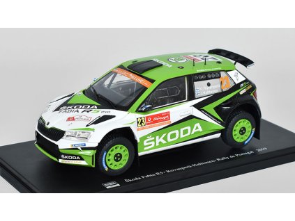 Škoda Fabia R5 #23 Rally de Portugal 2019 - 1:24 - časopis s modelem Hachette  Škoda Fabia R5 No.23 Rovanpera/Halttunen Rally de Portugal 2019 - kovový model auta