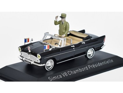 Simca Vedette V8 Chambord 1960 Prezidentské auto s figurkou 1:43 - NOREV  Simca Vedette V8 Chambord 1960 - kovový model auta