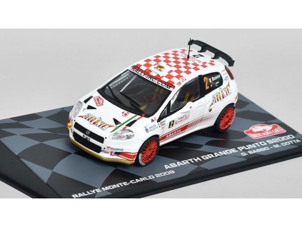 Fiat Abarth Grande Punto S2000 #2 Monte-Carlo 2009 1:43 Atlas časopis s modelem  Fiat Punto Abarth Grande S2000 No.2 Rally Monte Carlo 2009 - kovový model auta