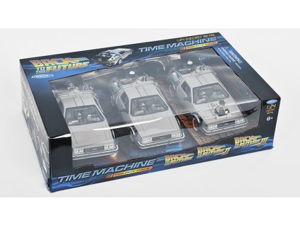 DeLorean Back to the future I-III - Sada 3 kusů - 1:24 - Welly  Sada 3 kusů De Lorean Back to the future I-III 1:24 Welly