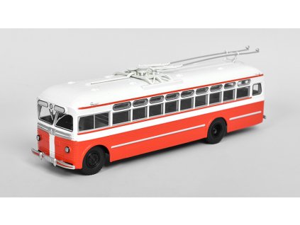 MTB-82D trolejbus 1:43 - MODIMIO Naše autobusy časopis s modelem #34  MTB 82D trolejbus - kovový model autobusu