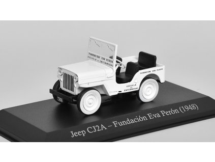 JEEP CJ2A Fundacion Eva Peron 1948 - 1:43 časopis s modelem  JEEP CJ2A 1948 - kovový model auta