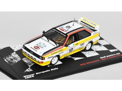 Audi Quattro A2 Winner Acropolis Rally 1984 1:43 - Rallye automobily časopis s modelem #7  Audi Quattro A2 Acropolis Rallye 1984 - kovový model auta