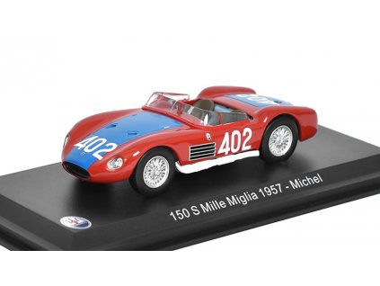 Maserati 150 S #402 Mille Miglia 1957 1:43 - Leo Models časopis s modelem  Maserati 150S No.402 Mille Miglia 1957 - kovový model auta