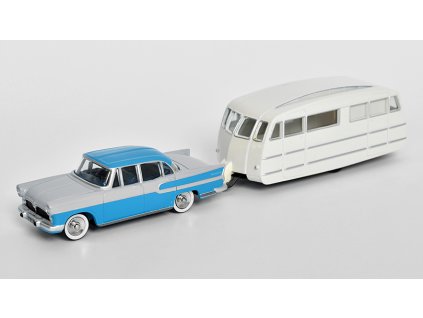 Simca Vedette Chambord + Henon Caravan Roulotte 1958 1:43 - NOREV  Simca Vedette Chambord + Henon Caravan Roulotte 1958 - kovový model auta