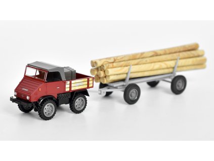 Mercedes Unimog U401 s přívěsem 1:87 - Wiking  Mercedes Unimog U-401 s přívěsem 1:87 - sběratelský model