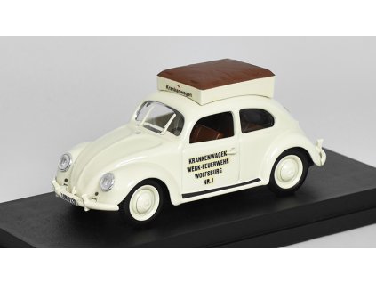 Volkswagen Beetle Ambulance - Hasiči Wolfsburg 1950 1:43 - Rio Models  VW Maggiolino Ambulance 1950 - kovový model auta