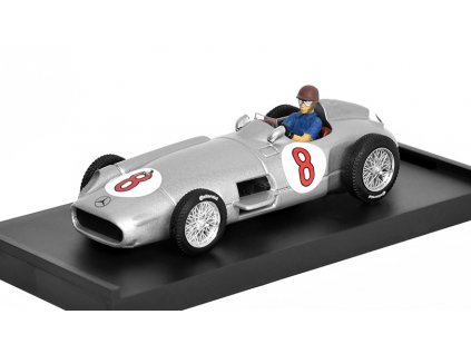 Mercedes W196 #8 GP Olanda 1955 s figurkou J.M.Fangio - 1954 1:43 - Brumm  Mercedes W196 No.8 G.P. Olanda 1955 s figurkou J.M.Fangio - kovový model auta