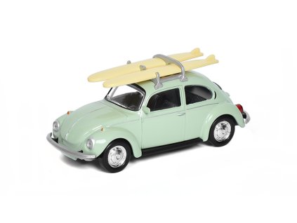 Volkswagen Beetle Coccinelle 1973 se surfovacími prkny 1:43 - Norev  VW  Beetle Coccinelle 1973 - kovový model auta