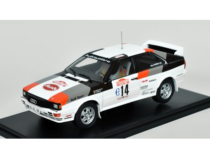 Audi Quattro A1 #14 Rallye Sanremo 1981 Mouton / Pons 1:24 - Hachette časopis s modelem  Audi Quattro A1 No.14 Rally Sanremo 1981 Mouton/Pons - kovový model auta