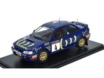 Subaru Impreza 555 #4 RAC Rally GB 1995 McRae / Ringer 1:24 - Hachette časopis s modelem  Subaru Impreza 555 No.4 RAC Rally GB 1995 McRae / Ringer - kovový model auta