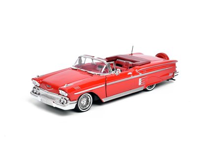 Chevrolet Impala Convertible 1958 červená 1:24 - MOTORMAX  Chevy Impala - kovový model