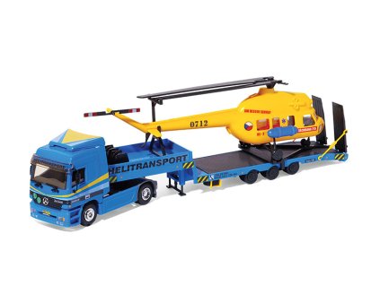 Mercedes Actros L s přívěsem Helitransport MI-2 - stavebnice 1:48 - Monti System  Mercedes-Benz Actros L Helitransport MI 2 - Model KIT